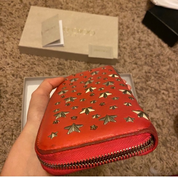 Jimmy Choo Star Wallet Pink/Red with Rhinestones & Original Packaging - Picture 10 of 12